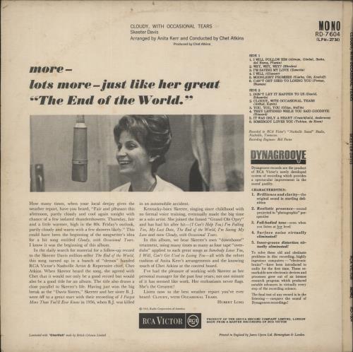 Skeeter Davis Cloudy, With Ocasional Tears vinyl LP album (LP record) UK SK5LPCL876690