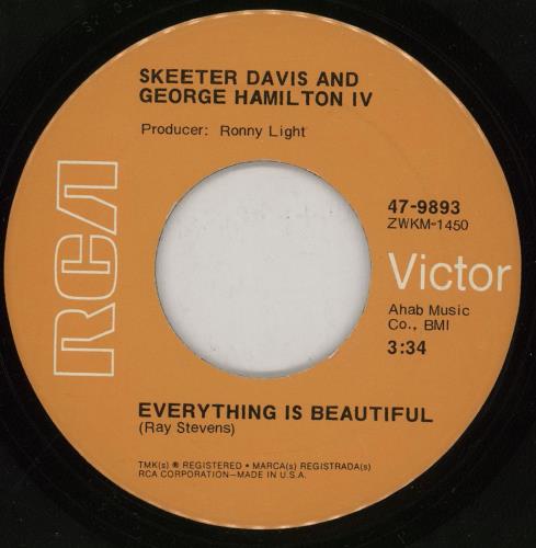 Skeeter Davis Everything Is Beautiful 7" vinyl single (7 inch record / 45) US SK507EV752392