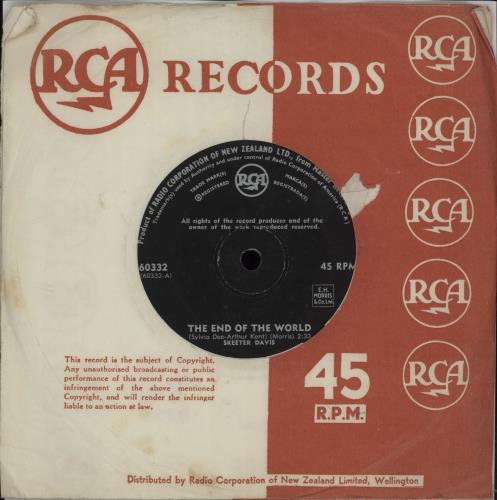 Skeeter Davis The End Of The World 7" vinyl single (7 inch record / 45) New Zealand SK507TH680625
