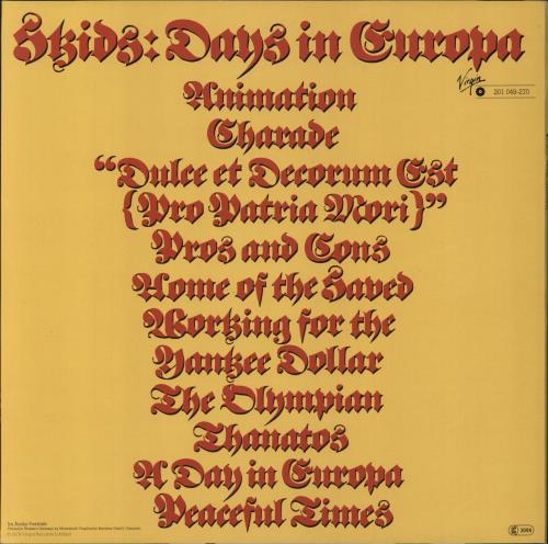 Skids Days In Europa - Withdrawn Sleeve vinyl LP album (LP record) German SKDLPDA795256