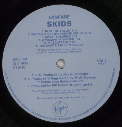 Skids Fanfare vinyl LP album (LP record) UK SKDLPFA164295