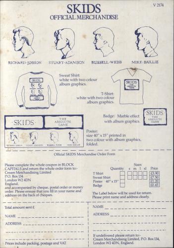 Skids The Absolute Game + Merch Insert - EX 2-LP vinyl record set (Double LP Album) UK SKD2LTH737843