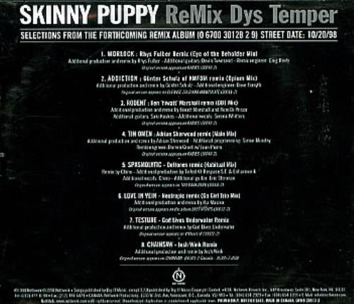 Skinny Puppy Remix Dys Temper CD album (CDLP) Canadian SKPCDRE128120