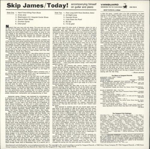 Skip James Today! vinyl LP album (LP record) US SJ-LPTO878466