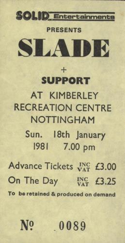 Slade Autographs + Ticket Stub memorabilia UK SDEMMAU891173