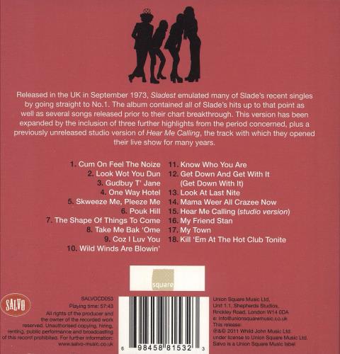 Slade Sladest CD album (CDLP) UK SDECDSL744662