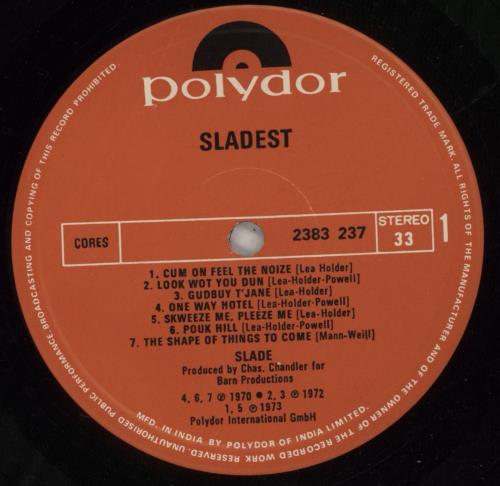 Slade Sladest vinyl LP album (LP record) Indian SDELPSL867240