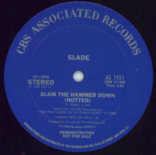 Slade Slam The Hammer Down 12" vinyl single (12 inch record / Maxi-single) US SDE12SL801056