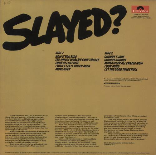 Slade Slayed? - 1st - VG vinyl LP album (LP record) UK SDELPSL569107