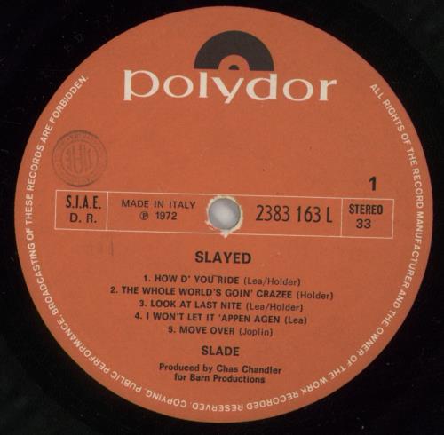 Slade Slayed? vinyl LP album (LP record) Italian SDELPSL873746