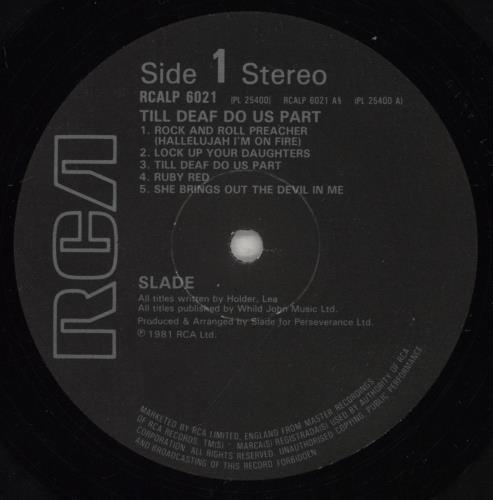 Slade Till Deaf Do Us Part vinyl LP album (LP record) UK SDELPTI882589