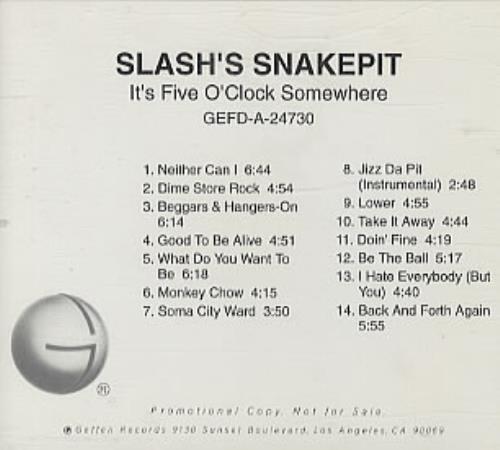 Slash's Snakepit It's Five O'Clock Somewhere CD album (CDLP) US SLHCDIT328359