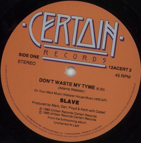 Slave Don't Waste My Tyme 12" vinyl single (12 inch record / Maxi-single) UK S1Z12DO883969