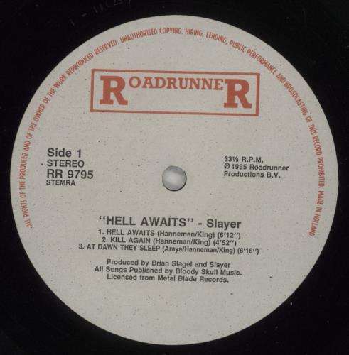 Slayer Hell Awaits - VG vinyl LP album (LP record) Dutch SLALPHE761368