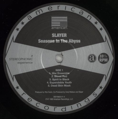 Slayer Seasons In The Abyss - 180gram vinyl LP album (LP record) US SLALPSE874271