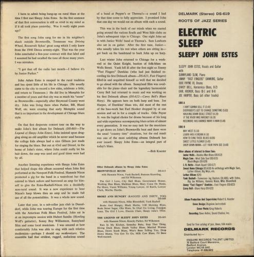 Sleepy John Estes Electric Sleep vinyl LP album (LP record) UK U5XLPEL860599