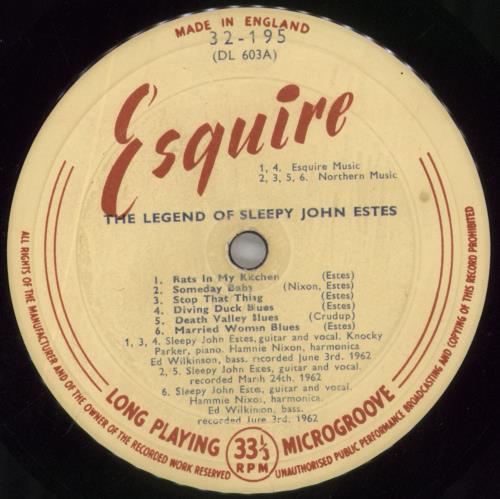 Sleepy John Estes The Legend Of vinyl LP album (LP record) UK U5XLPTH594526