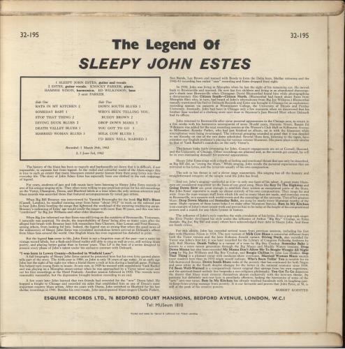 Sleepy John Estes The Legend Of vinyl LP album (LP record) UK U5XLPTH594526