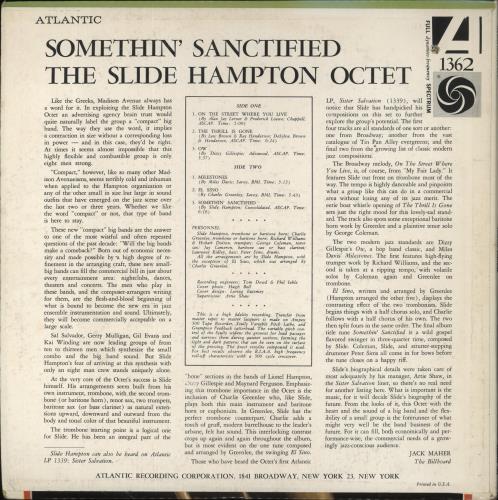 Slide Hampton Somethin' Sanctified vinyl LP album (LP record) US S^HLPSO855272