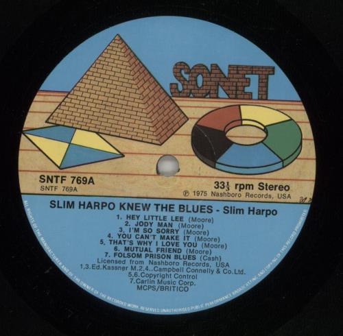 Slim Harpo He Knew The Blues vinyl LP album (LP record) UK SXOLPHE533900