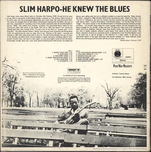 Slim Harpo He Knew The Blues vinyl LP album (LP record) UK SXOLPHE642852