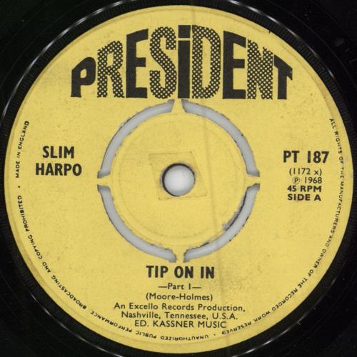 Slim Harpo Tip On In 7" vinyl single (7 inch record / 45) UK SXO07TI414780