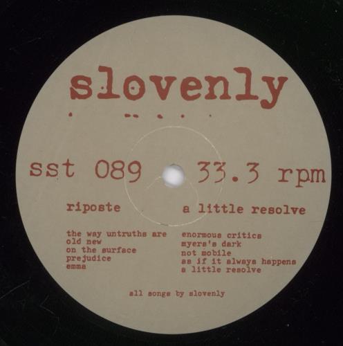Slovenly Riposte vinyl LP album (LP record) US 68OLPRI891869