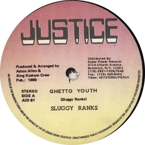 Sluggy Ranks Ghetto Youth 12" vinyl single (12 inch record / Maxi-single) US Y5U12GH709251