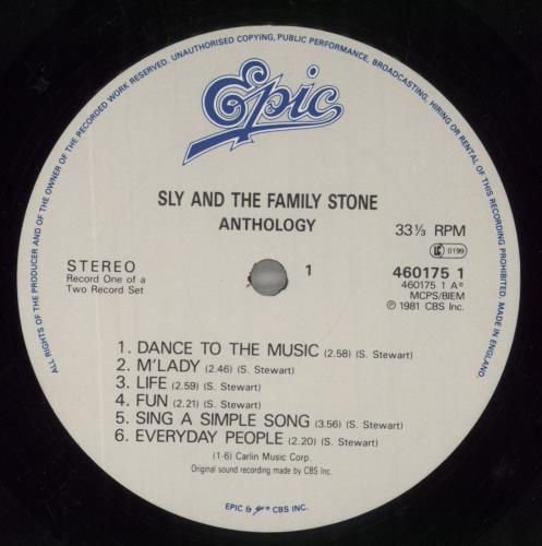 Sly & The Family Stone Anthology 2-LP vinyl record set (Double LP Album) UK SFS2LAN596436