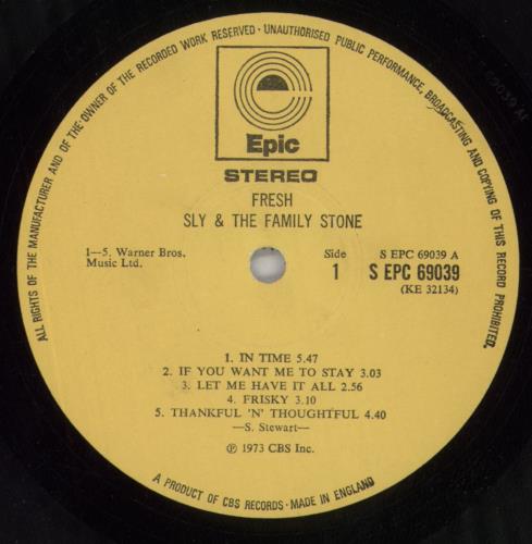 Sly & The Family Stone Fresh - 1st - EX vinyl LP album (LP record) UK SFSLPFR837396