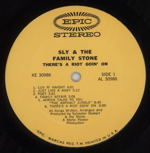 Sly & The Family Stone There's A Riot Goin' On vinyl LP album (LP record) US SFSLPTH854646