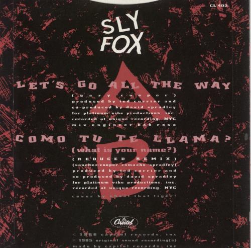 Sly Fox Let's Go All The Way 7" vinyl single (7 inch record / 45) UK SLY07LE44833