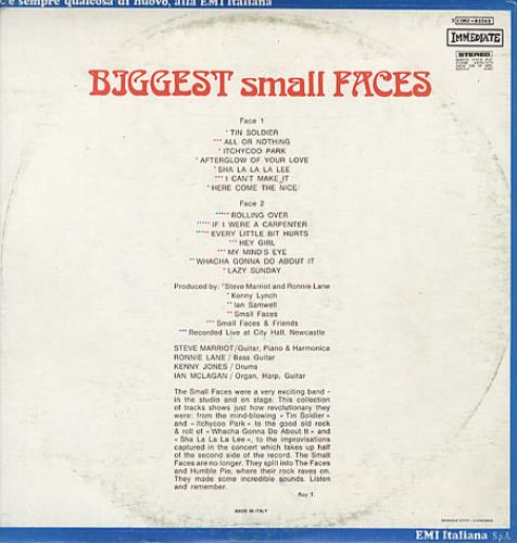 Small Faces Biggest Small Faces vinyl LP album (LP record) Italian SMFLPBI326436