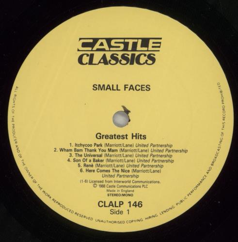 Small Faces Greatest Hits vinyl LP album (LP record) UK SMFLPGR494869