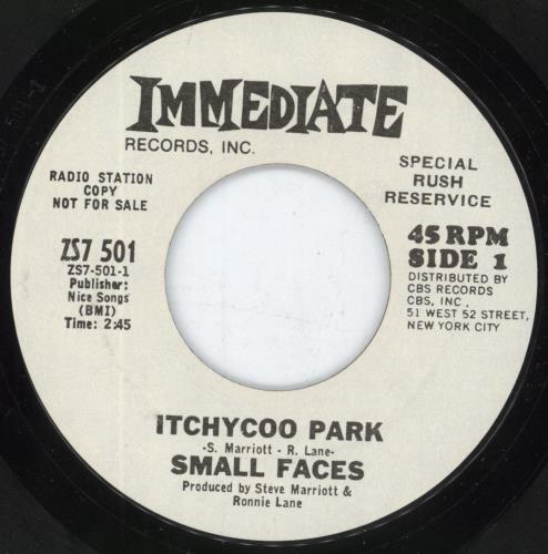 Small Faces Itchycoo Park 7" vinyl single (7 inch record / 45) US SMF07IT290883
