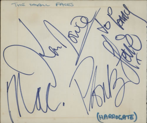 Small Faces Page From An Autograph Book memorabilia UK SMFMMPA619583