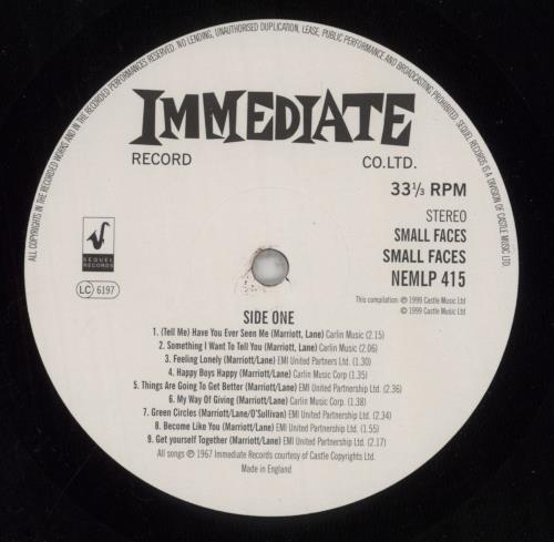 Small Faces Small Faces + Bonus 7" vinyl LP album (LP record) UK SMFLPSM849813