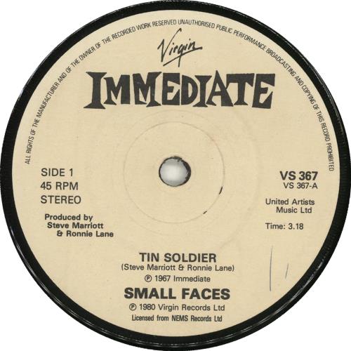 Small Faces Tin Soldier 7" vinyl single (7 inch record / 45) UK SMF07TI666636
