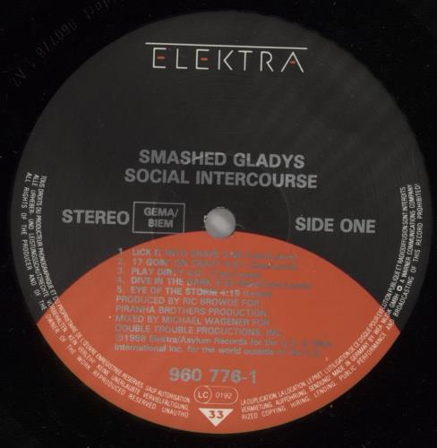 Smashed Gladys Social Intercourse - Warning Sticker vinyl LP album (LP record) German V0BLPSO708284