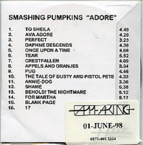 Smashing Pumpkins Adore CD-R acetate UK SMPCRAD113983