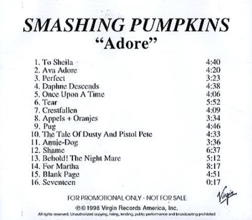 Smashing Pumpkins Adore CD-R acetate US SMPCRAD139733