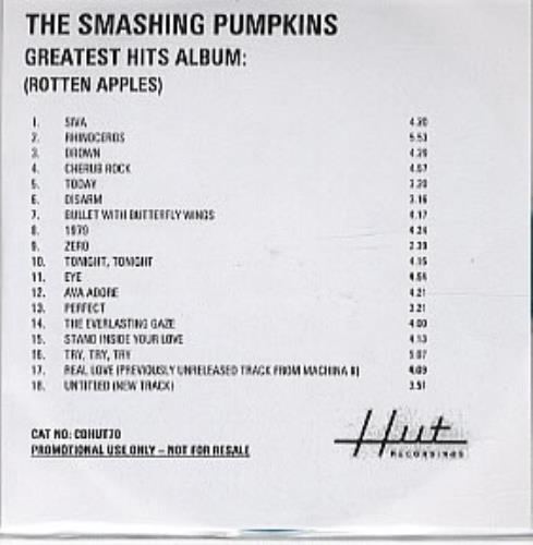 Smashing Pumpkins Greatest Hits Album (Rotten Apples) CD-R acetate UK SMPCRGR201752