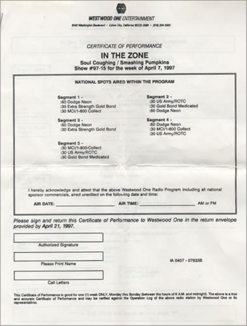 Smashing Pumpkins In The Zone 2 CD album set (Double CD) US SMP2CIN94381