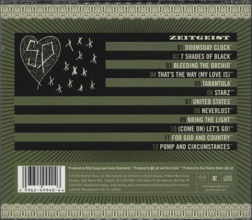 Smashing Pumpkins Zeitgeist CD album (CDLP) UK SMPCDZE721298
