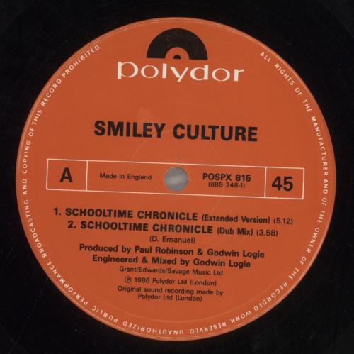 Smiley Culture Schooltime Chronicle 12" vinyl single (12 inch record / Maxi-single) UK UMI12SC858720