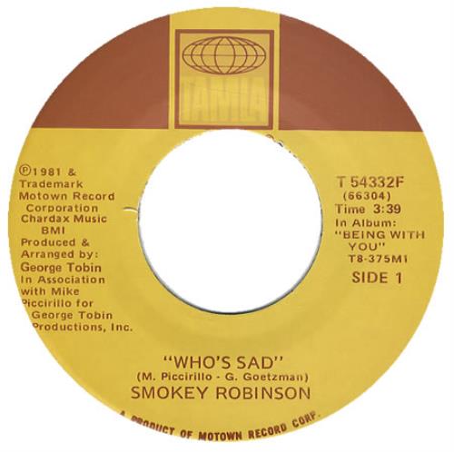 Smokey Robinson Who's Sad? 7" vinyl single (7 inch record / 45) US OKE07WH408262