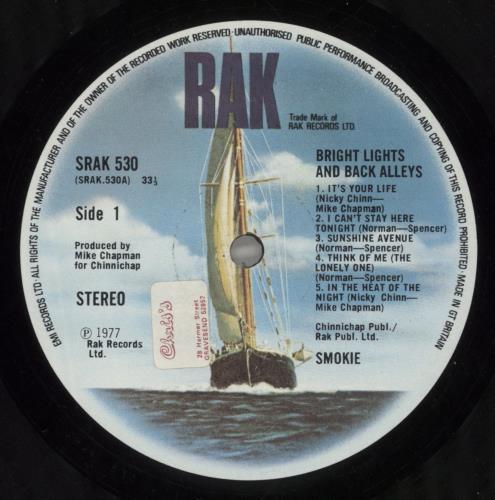 Smokie Bright Lights & Back Alleys vinyl LP album (LP record) UK SMKLPBR358347