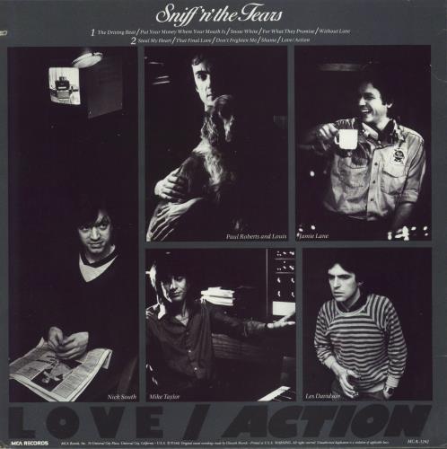 Sniff 'n' The Tears Love Action vinyl LP album (LP record) US S&TLPLO800787
