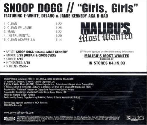 Snoop Doggy Dogg Girls, Girls CD single (CD5 / 5") US SDDC5GI260739