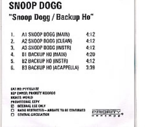 Snoop Doggy Dogg Snoop Dogg/Backup Ho CD-R acetate US SDDCRSN279914